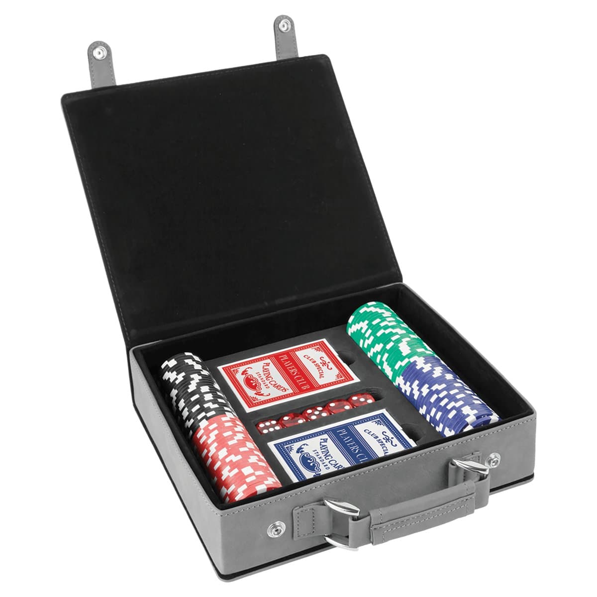 Gray/Black Leatherette 100 Chip Poker Set