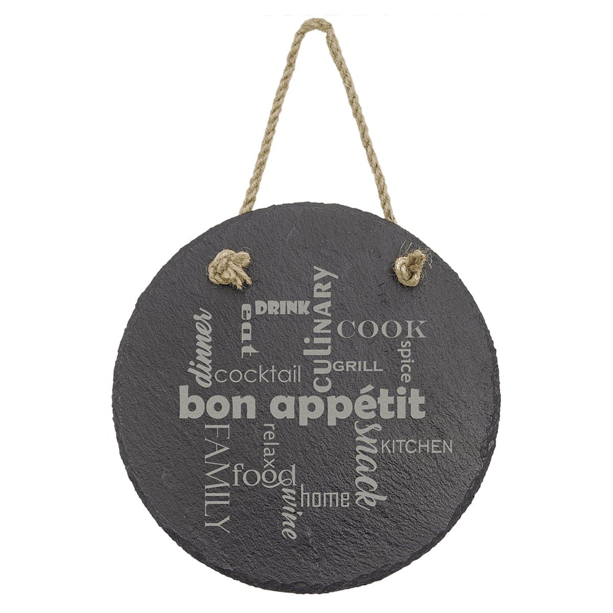 Round Slate Decor with Hanging String