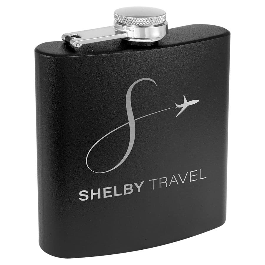 Black 6 oz. Powder Coated Stainless Steel Flask — view 1 of 2
