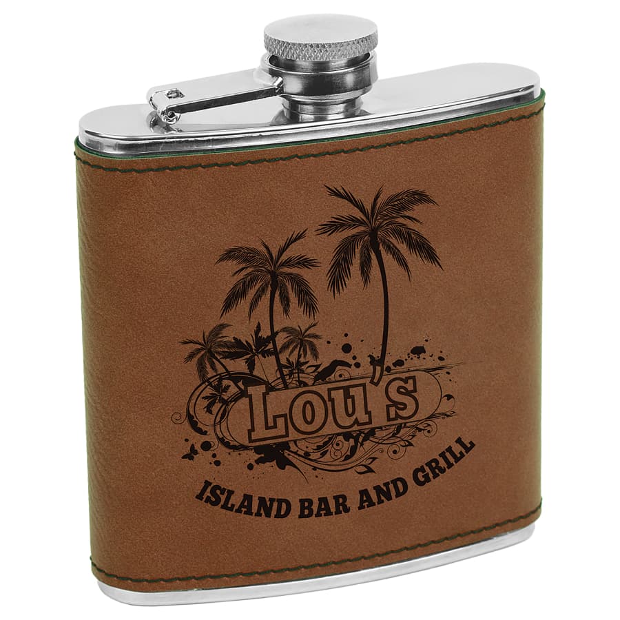 Dark Brown 6 oz. Leatherette Flask — view 1 of 2