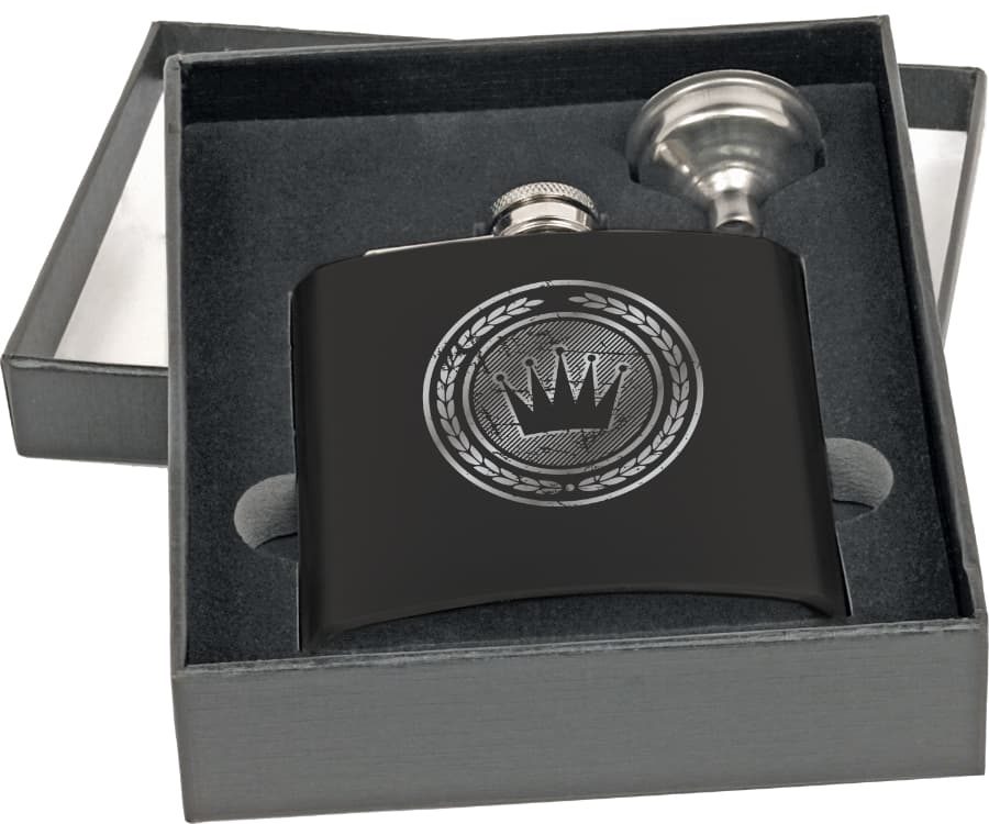 6 oz. Matte Black Stainless Steel Flask Set with Funnel — view 1 of 2