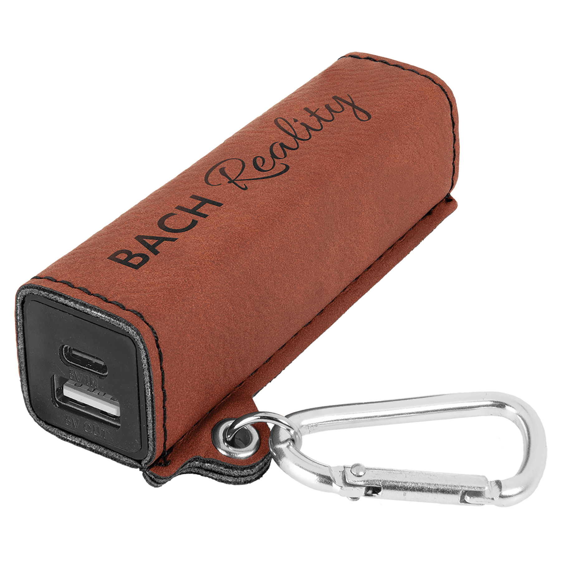 Rawhide Leatherette 2200mAh Power Bank with USB-C Charging Cord and Carabiner — view 1 of 2