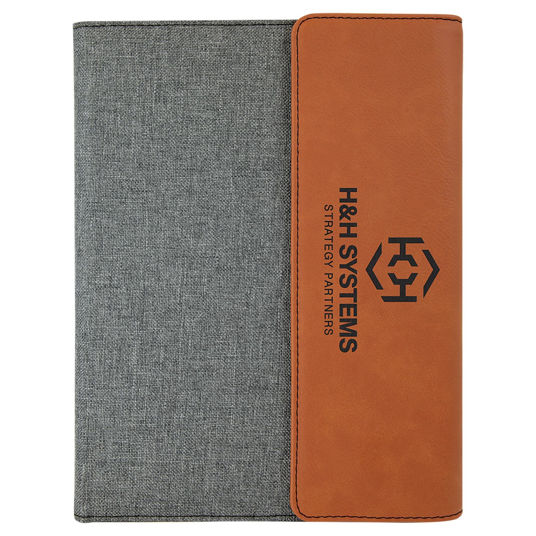 Gray with Rawhide/Black Leatherette Canvas Portfolio with Notepad — view 1 of 5