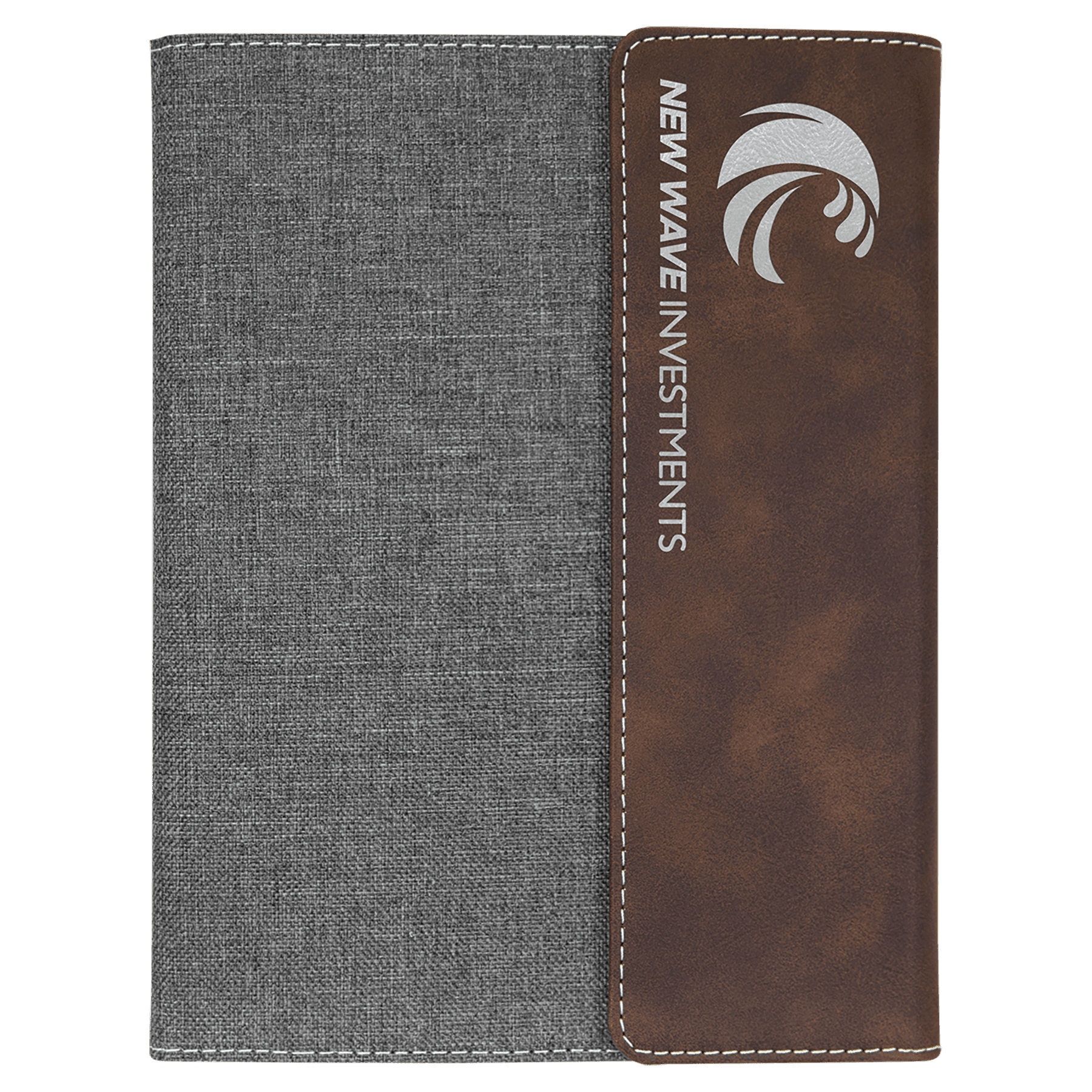 Gray with Rustic/Silver Leatherette Canvas Portfolio with Notepad — view 1 of 5