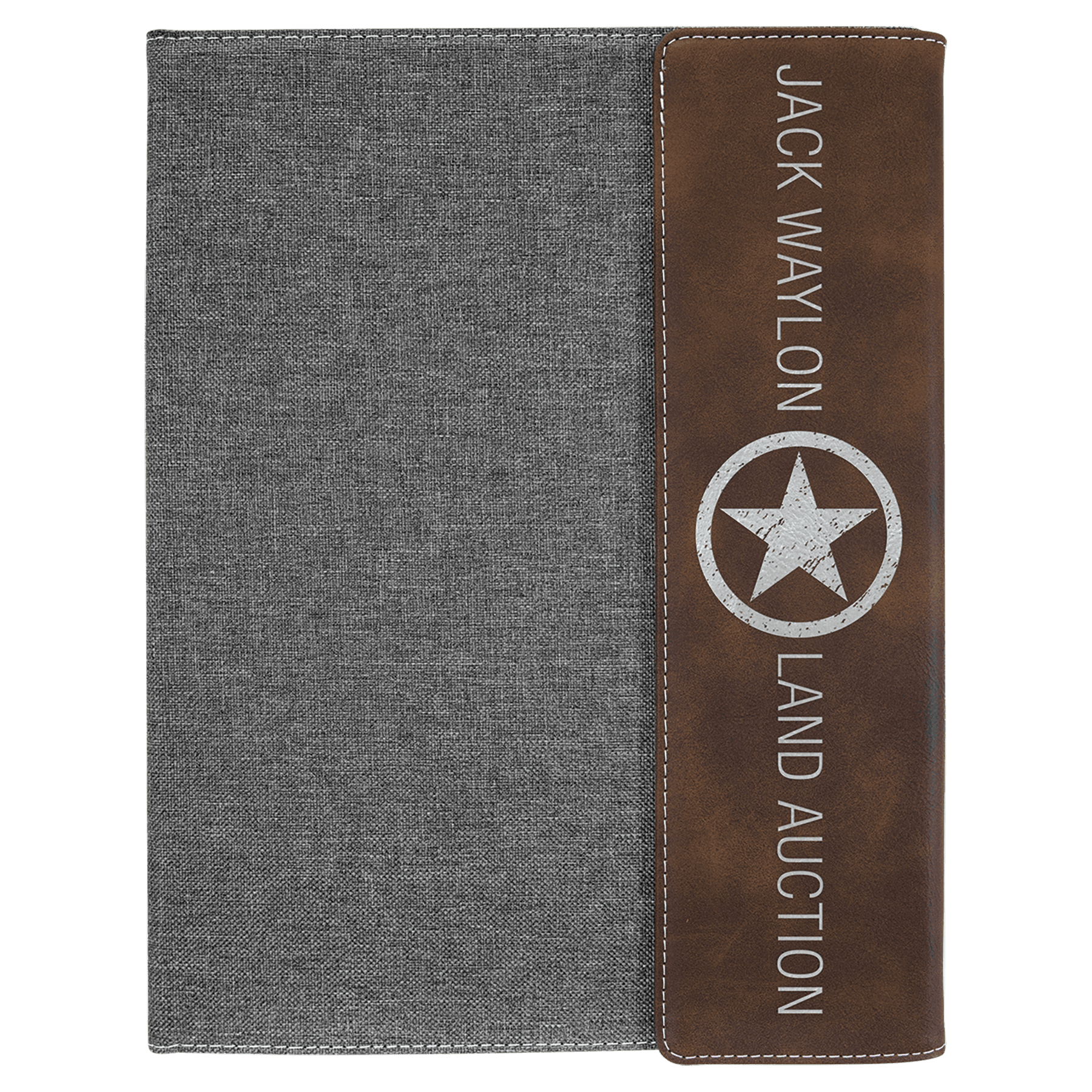 Gray with Rustic/Silver Leatherette Canvas Portfolio with Notepad — view 1 of 4