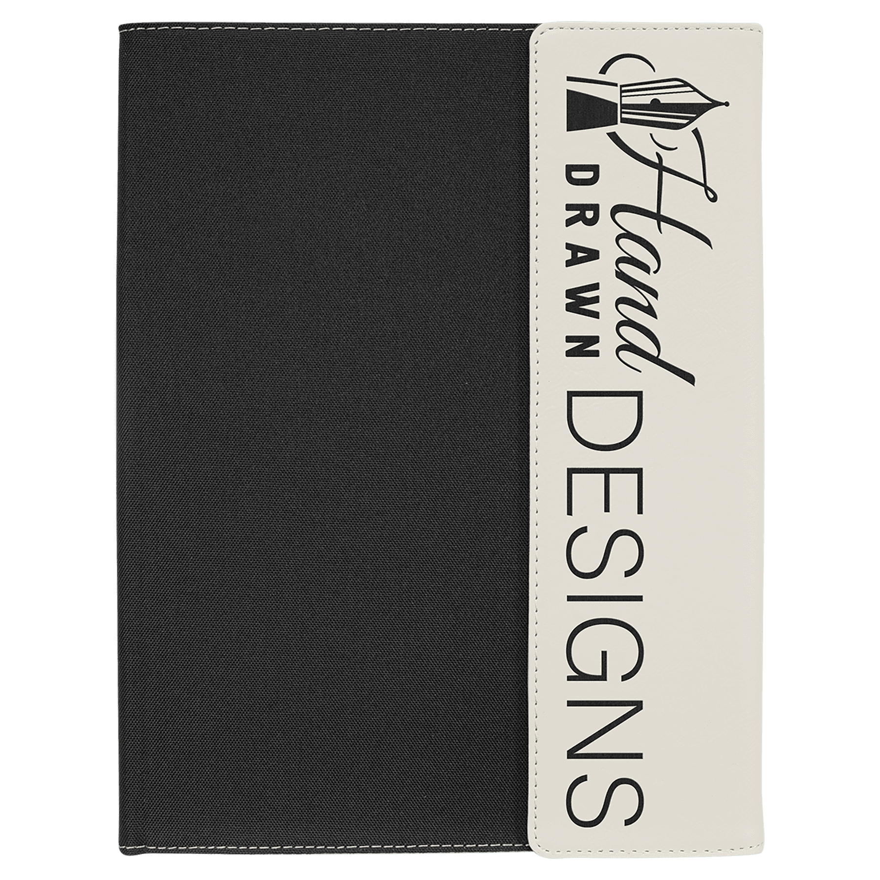 Black with White/Black Leatherette Canvas Portfolio with Notepad — view 1 of 5