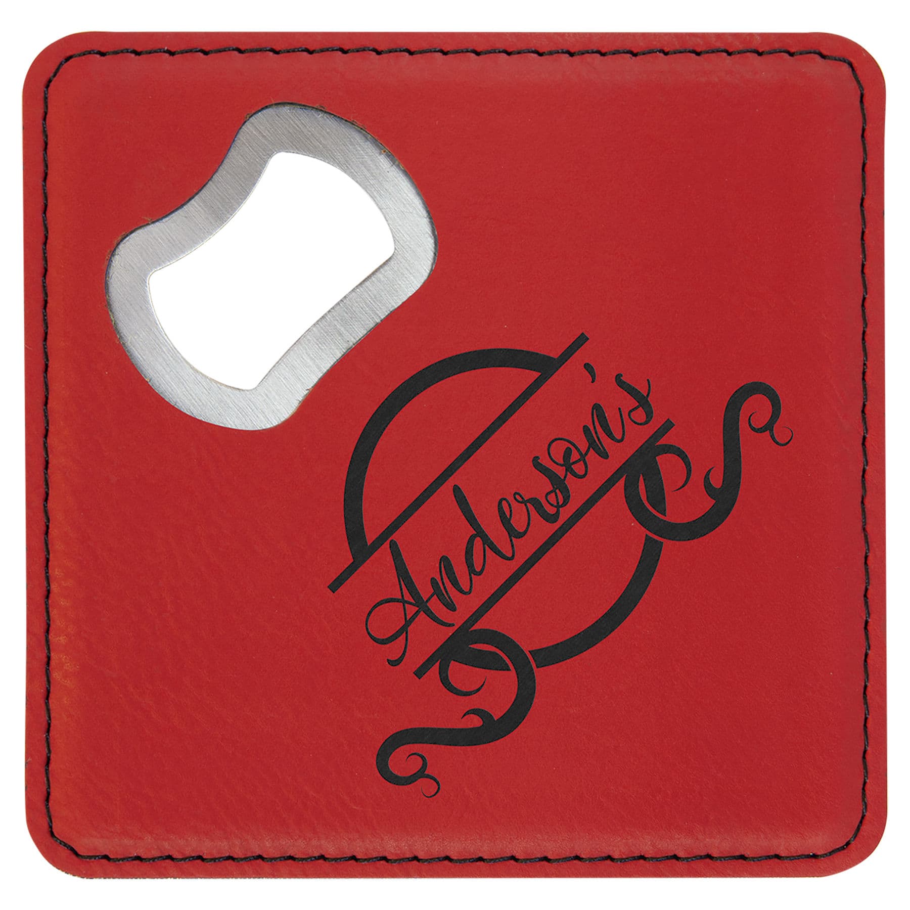 Red Leatherette Coaster with Bottle Opener — view 1 of 2