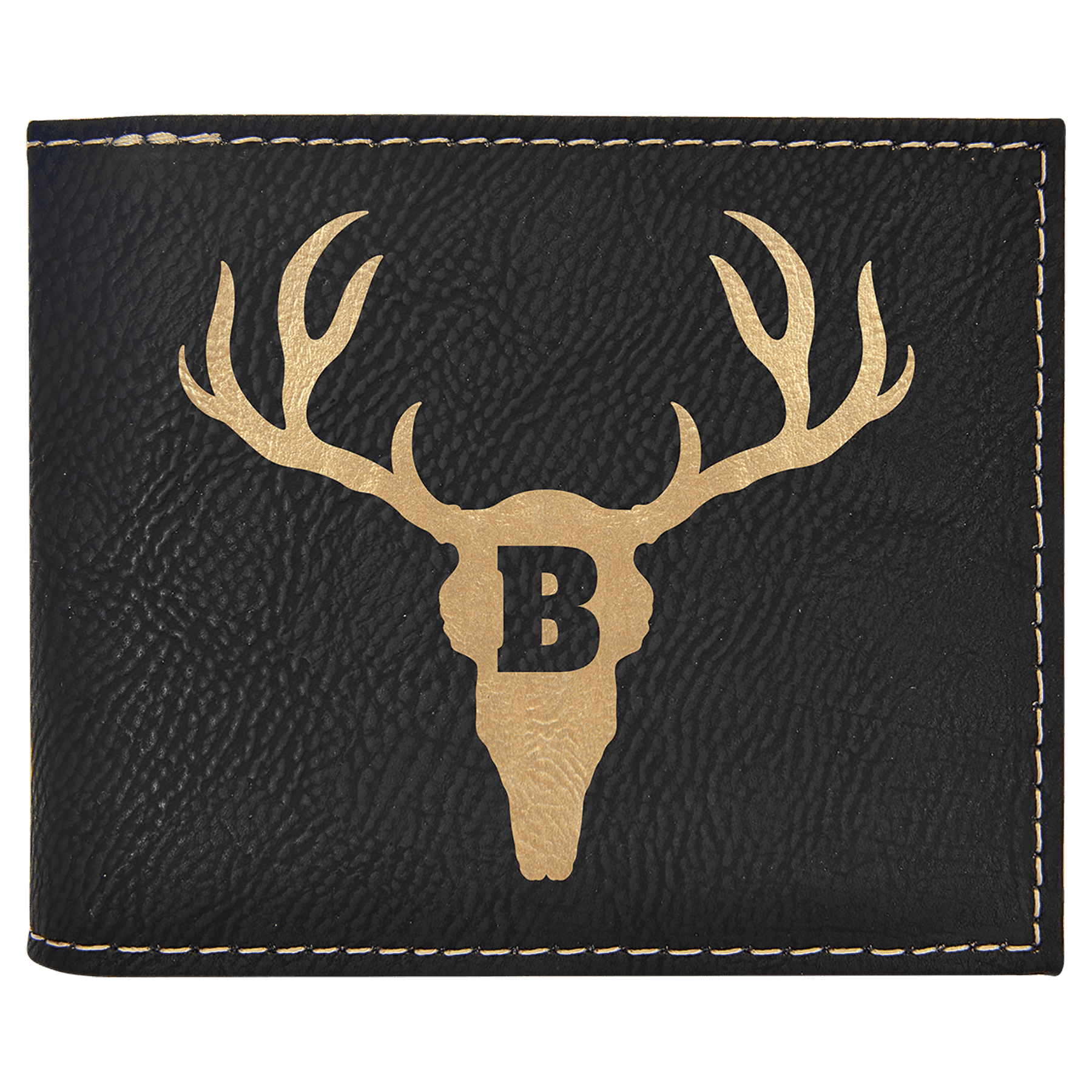 Black/Gold Leatherette Bifold Wallet with Flip ID — view 1 of 6