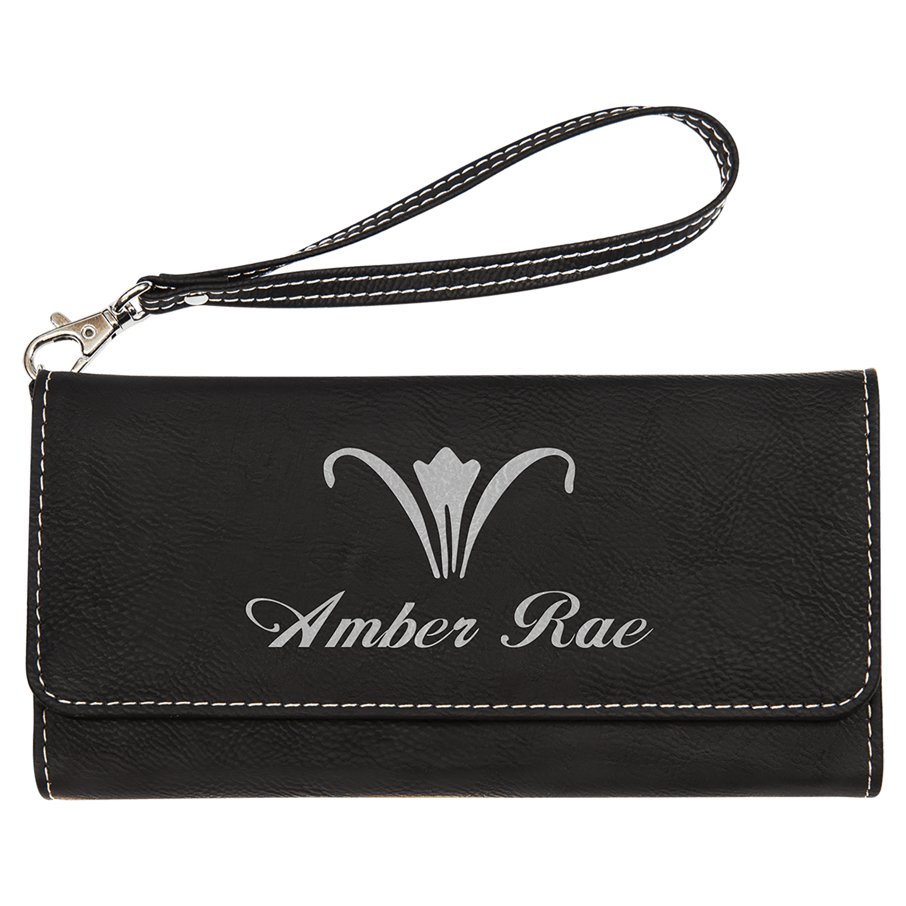 Black/Silver Leatherette Wallet with Strap — view 1 of 5