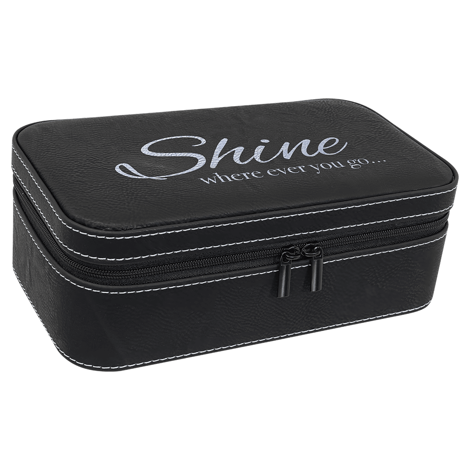 Black/Silver Large Leatherette Jewelry Box — view 1 of 6