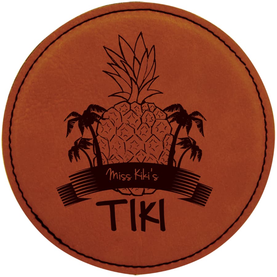 Rawhide Round Leatherette Coaster — view 1 of 2