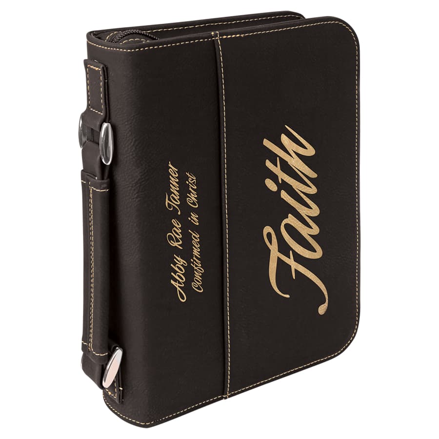 Black/Gold Leatherette Book/Bible Cover with Zipper — view 1 of 3