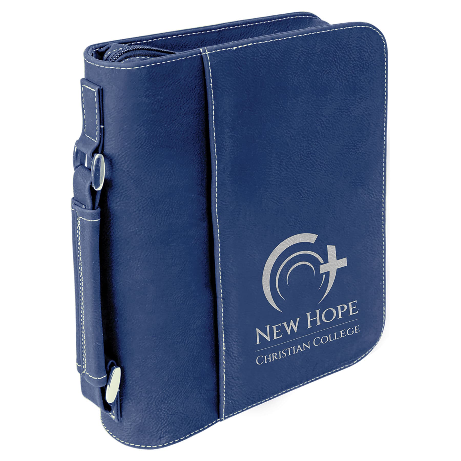 Blue/Silver Leatherette Book/Bible Cover with Zipper — view 1 of 2