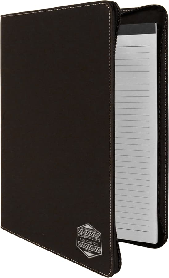 Black/Silver Leatherette Portfolio with Zipper — view 1 of 2