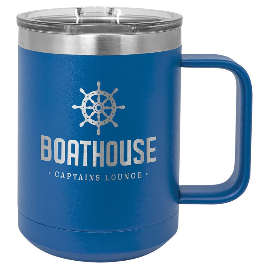 Royal Blue 15 oz. Coffee Mug with Clear Slider Lid — view 1 of 2