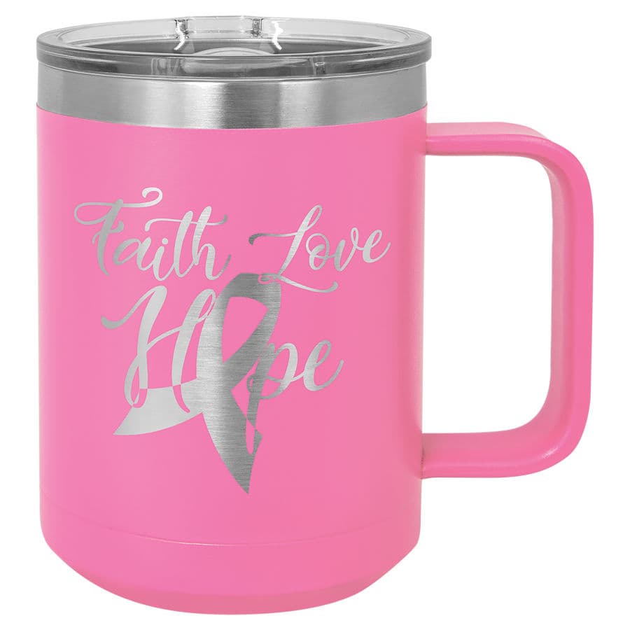 Pink 15 oz. Coffee Mug with Clear Slider Lid — view 1 of 2