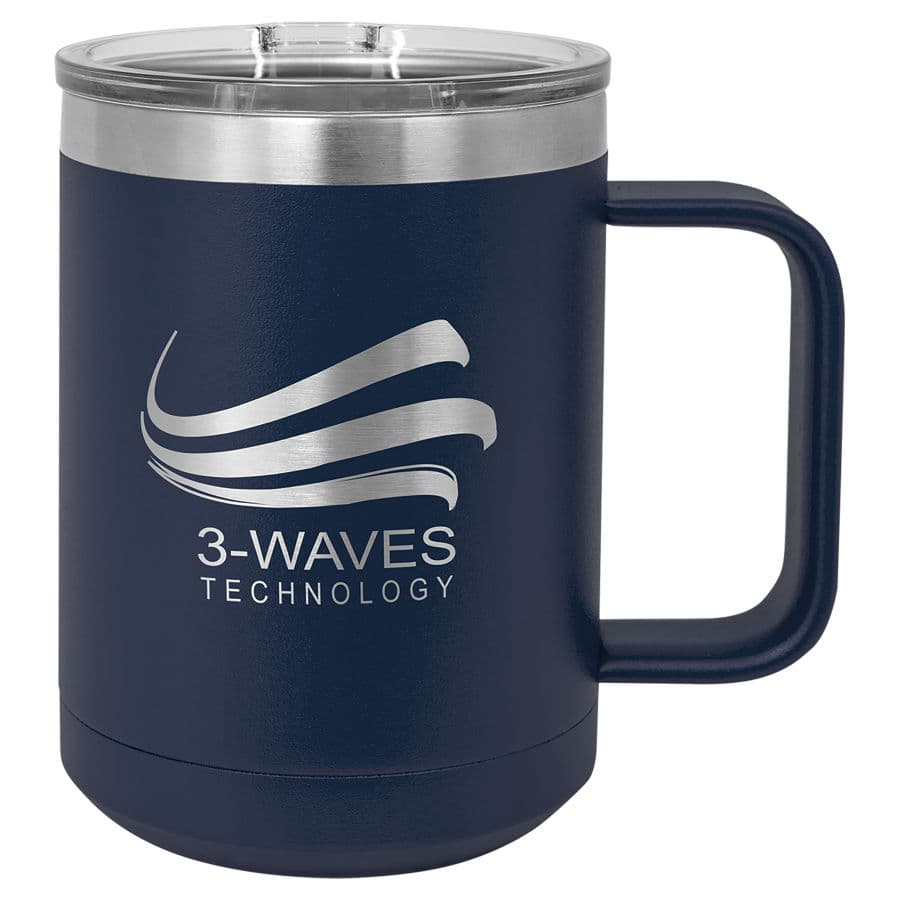 Navy Blue 15 oz. Coffee Mug with Clear Slider Lid — view 1 of 2