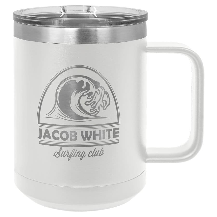 White 15 oz. Coffee Mug with Clear Slider Lid — view 1 of 2