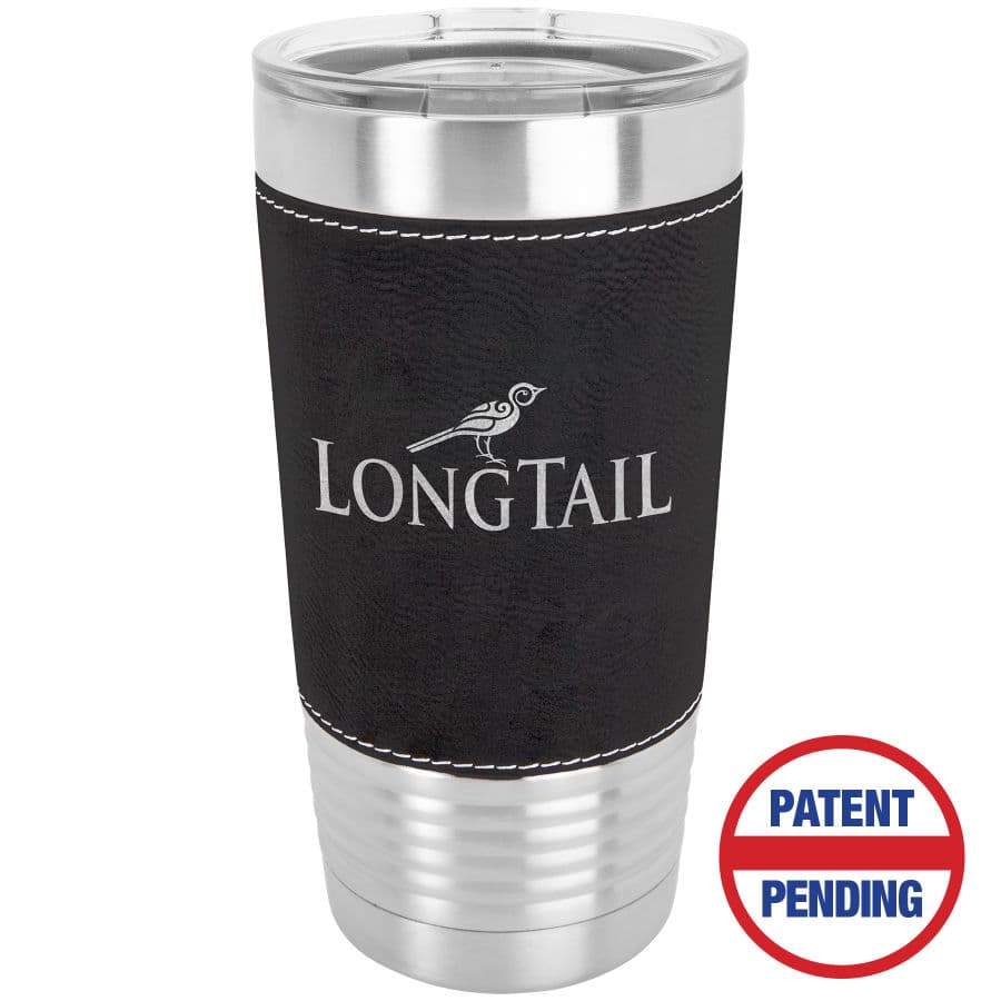 Black/Silver Leatherette Wrapped Tumbler with Clear Lid — view 1 of 2