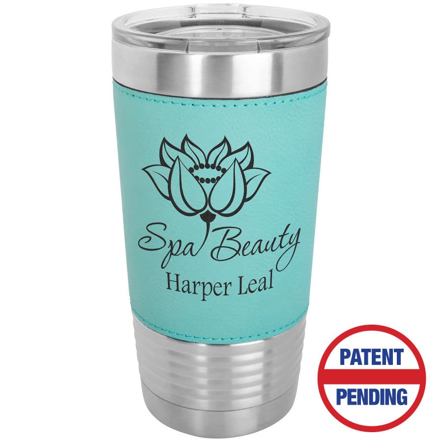 Teal Leatherette Wrapped Tumbler with Clear Lid — view 1 of 2