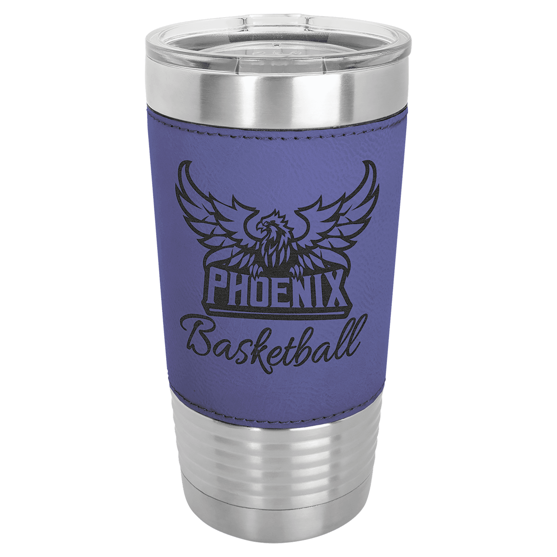Purple Leatherette Wrapped Tumbler with Clear Lid — view 1 of 3