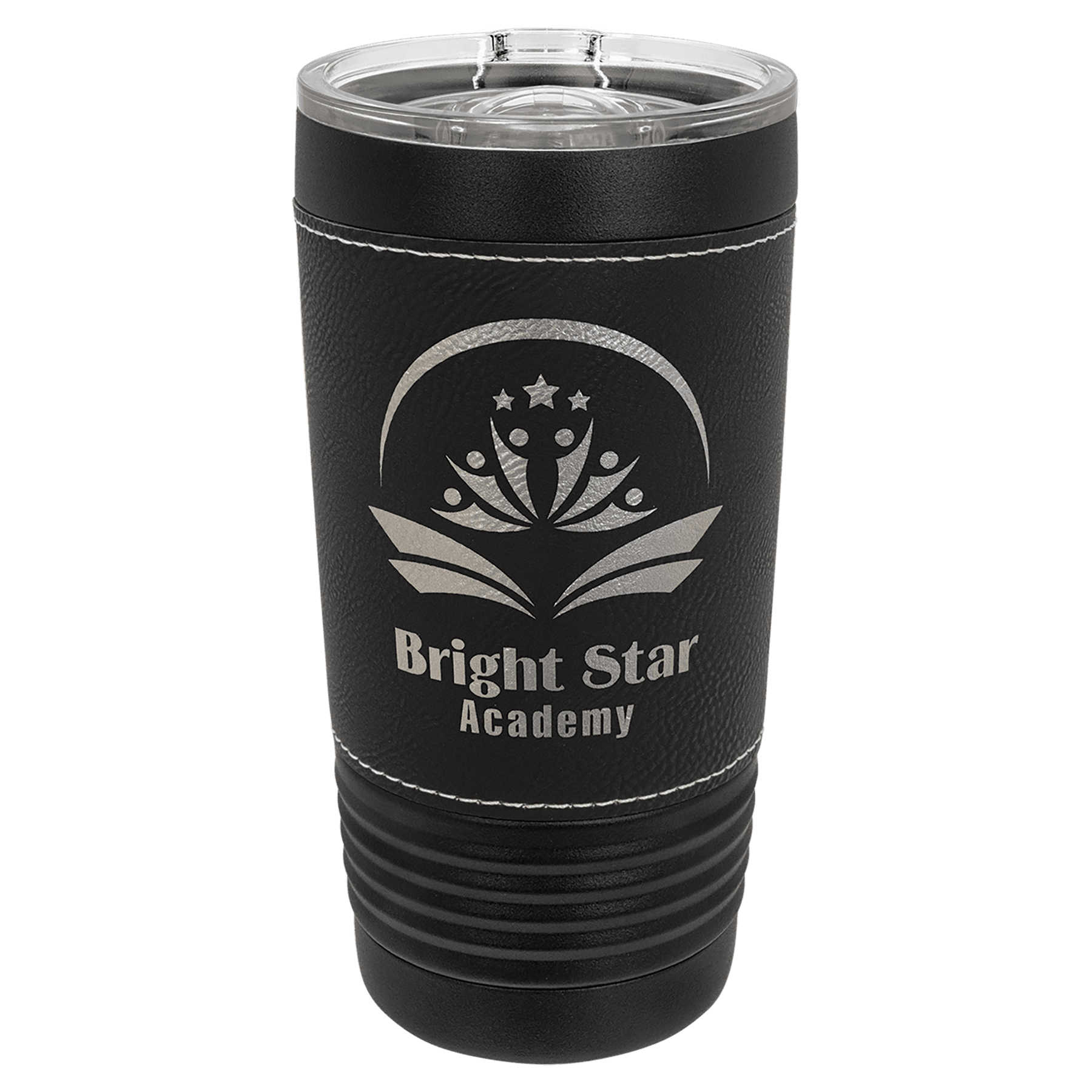 Black with Black/Silver Leatherette Wrapped 20 oz. with Slider Lid — view 1 of 2