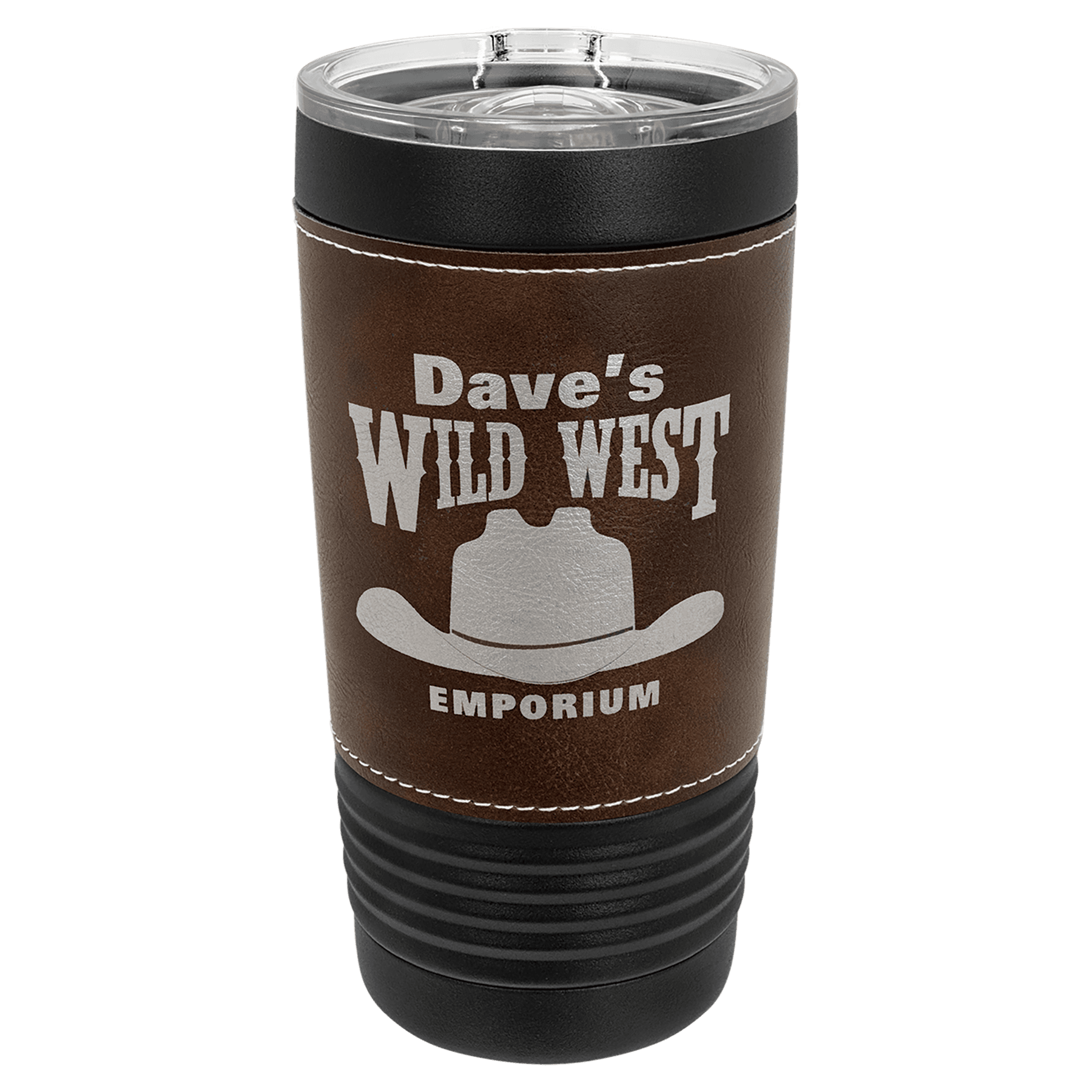 Black with Rustic Leatherette Wrapped 20 oz. with Slider Lid — view 1 of 2