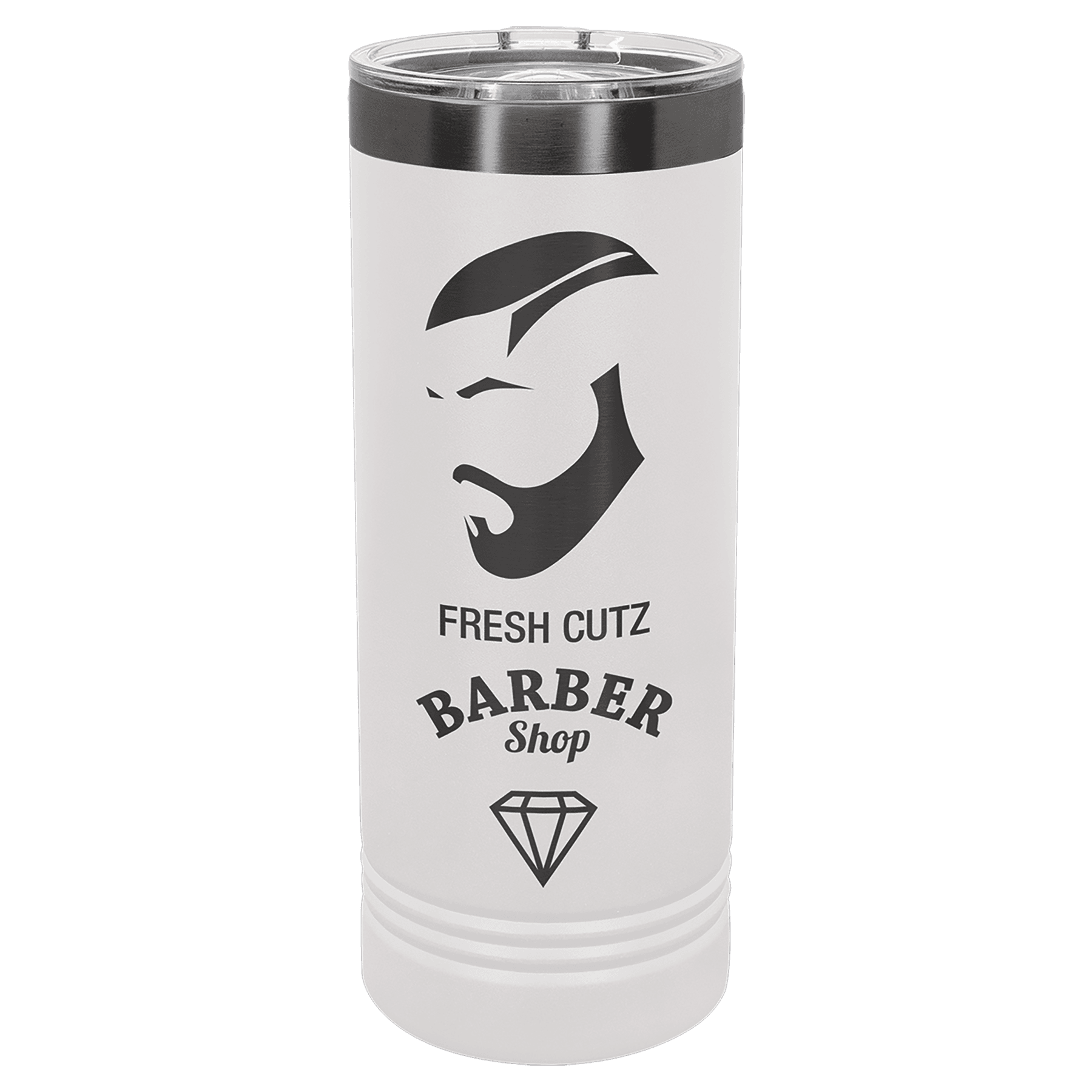 22 oz. White/Ghost Black ION-Plated Skinny Tumbler with Slider Lid — view 1 of 2