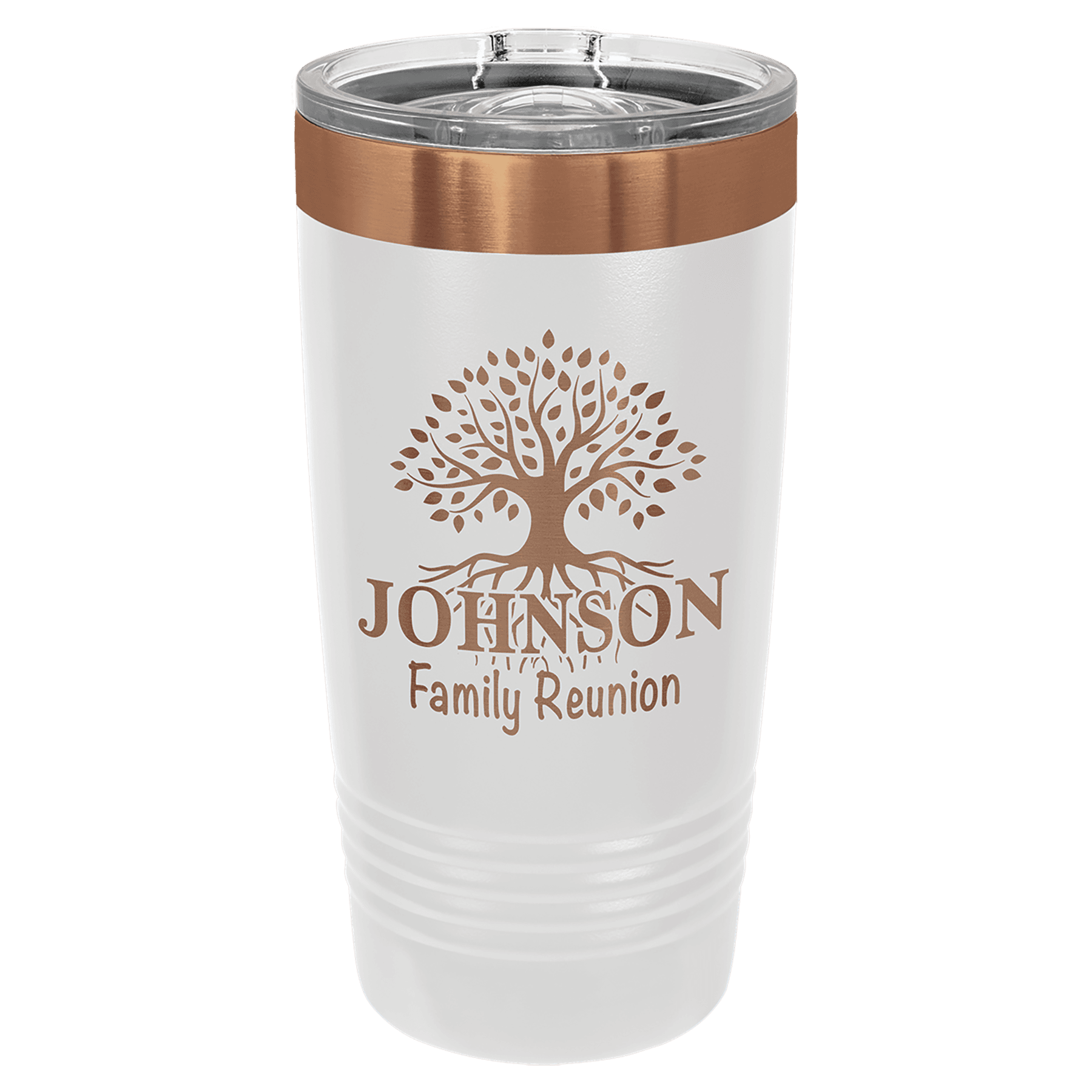 20 oz. White/Rose Gold ION-Plated Ringneck Tumbler with Slider Lid — view 1 of 2
