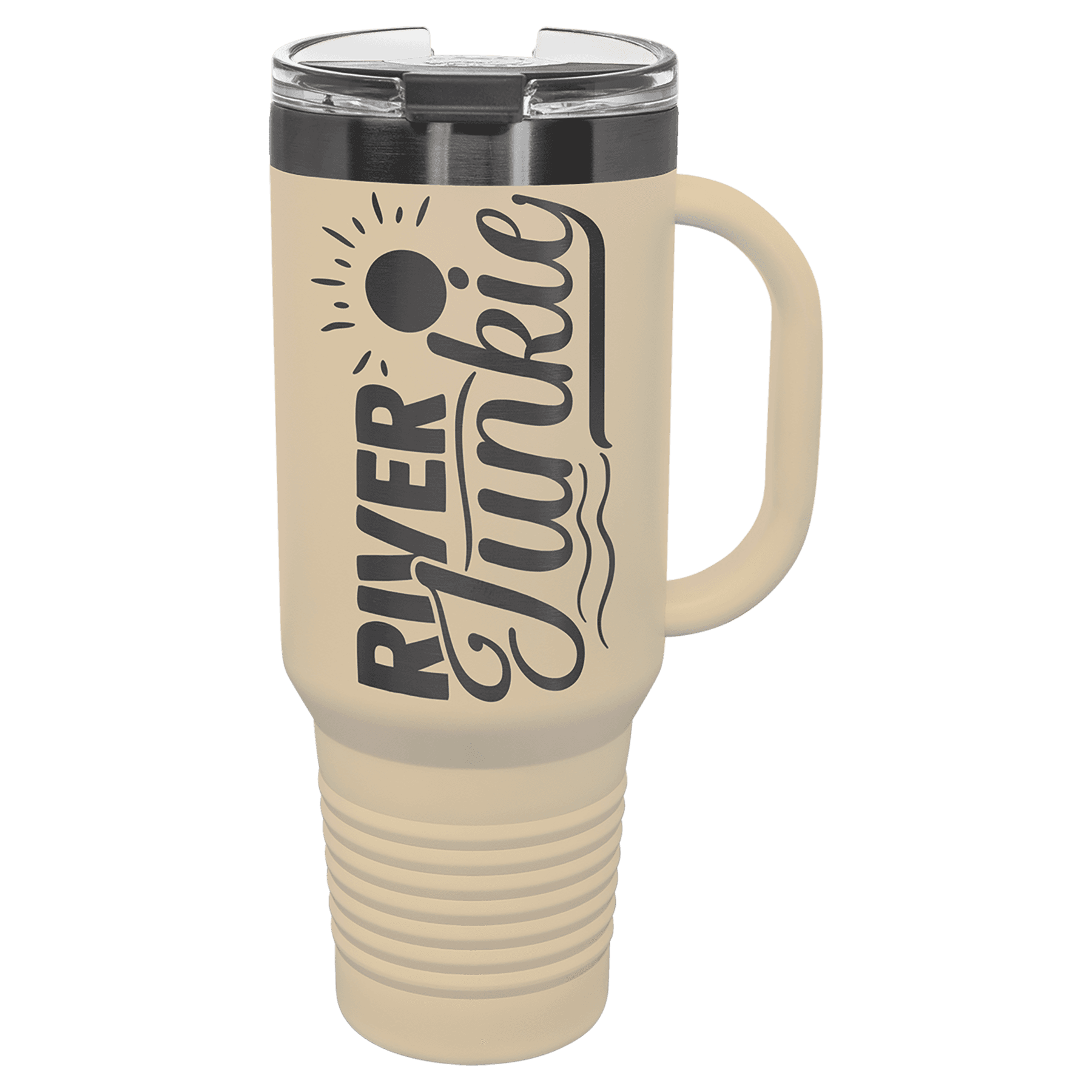 40 oz. Warm Sand/Ghost Black ION-Plated Travel Mug with Straw — view 1 of 4