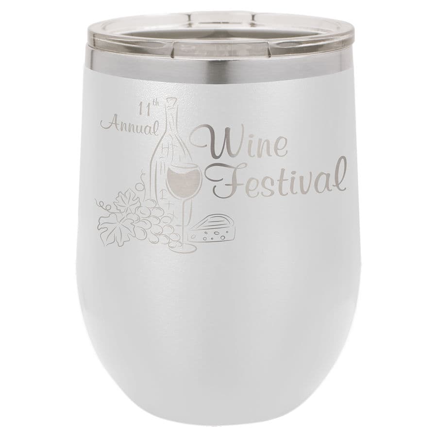 White 12 oz. Stemless Tumbler with Clear Lid — view 1 of 2