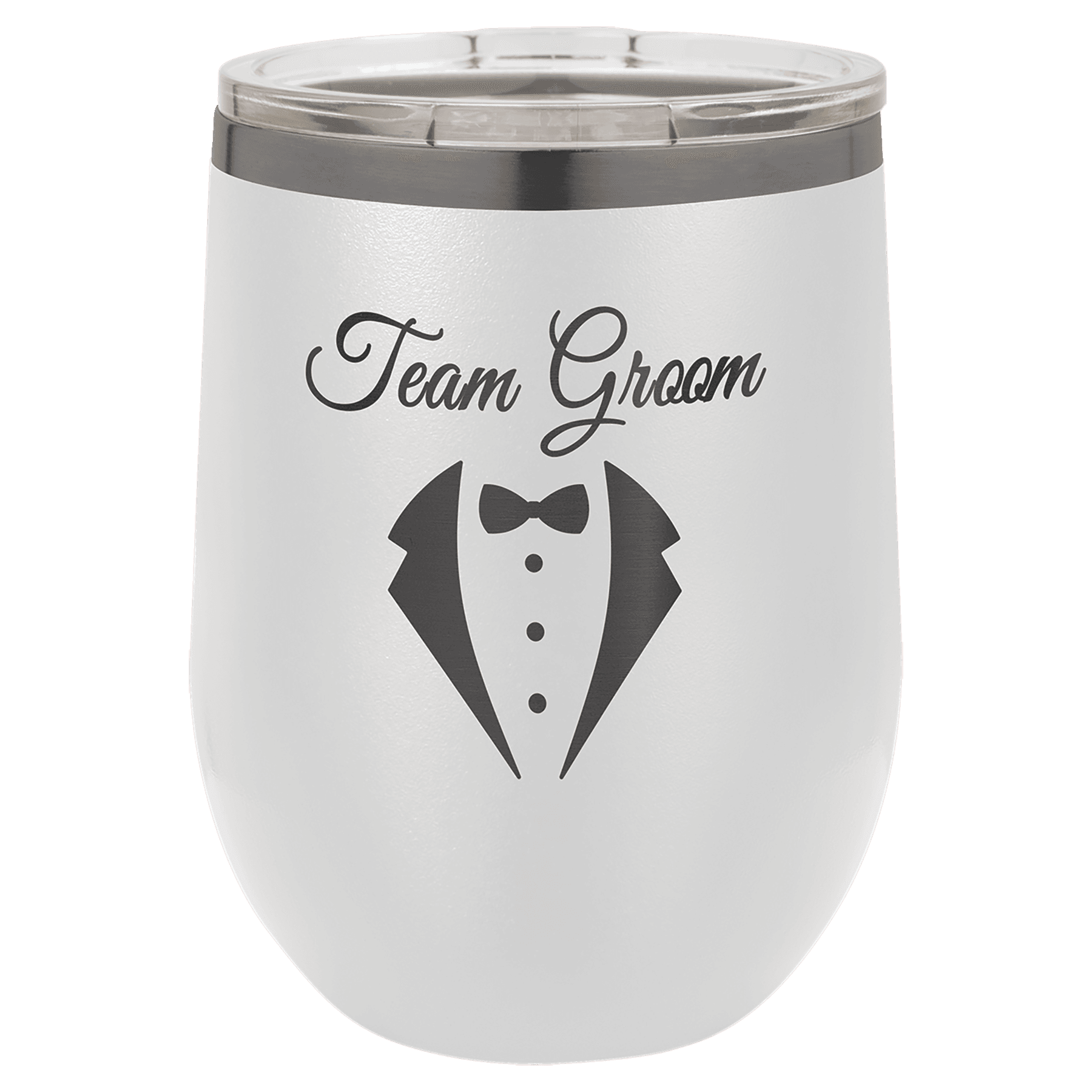 12 oz. White/Ghost Black ION-Plated Stemless Wine Tumbler with Lid — view 1 of 2