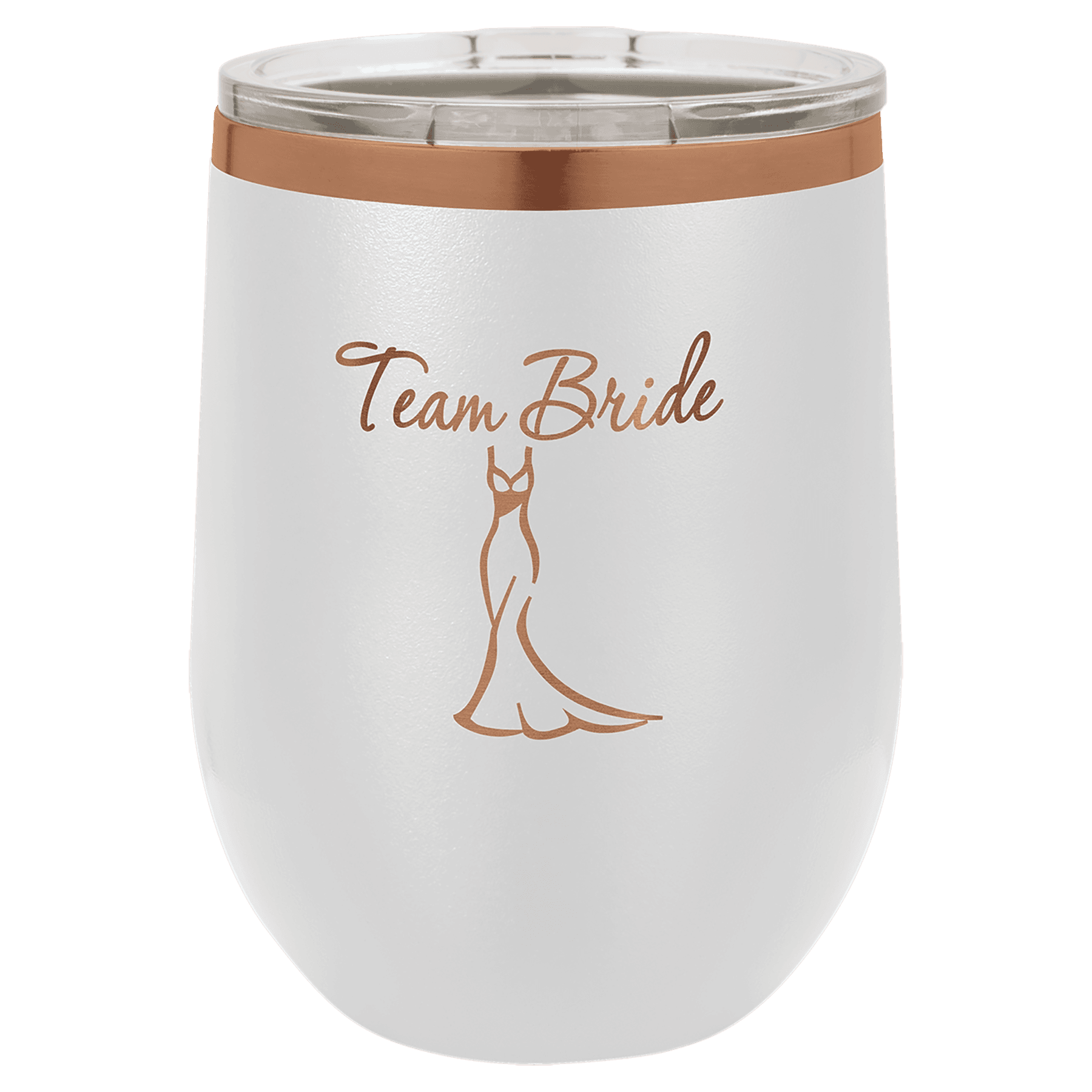 12 oz. White/Rose Gold ION-Plated Stemless Wine Tumbler with Lid — view 1 of 2
