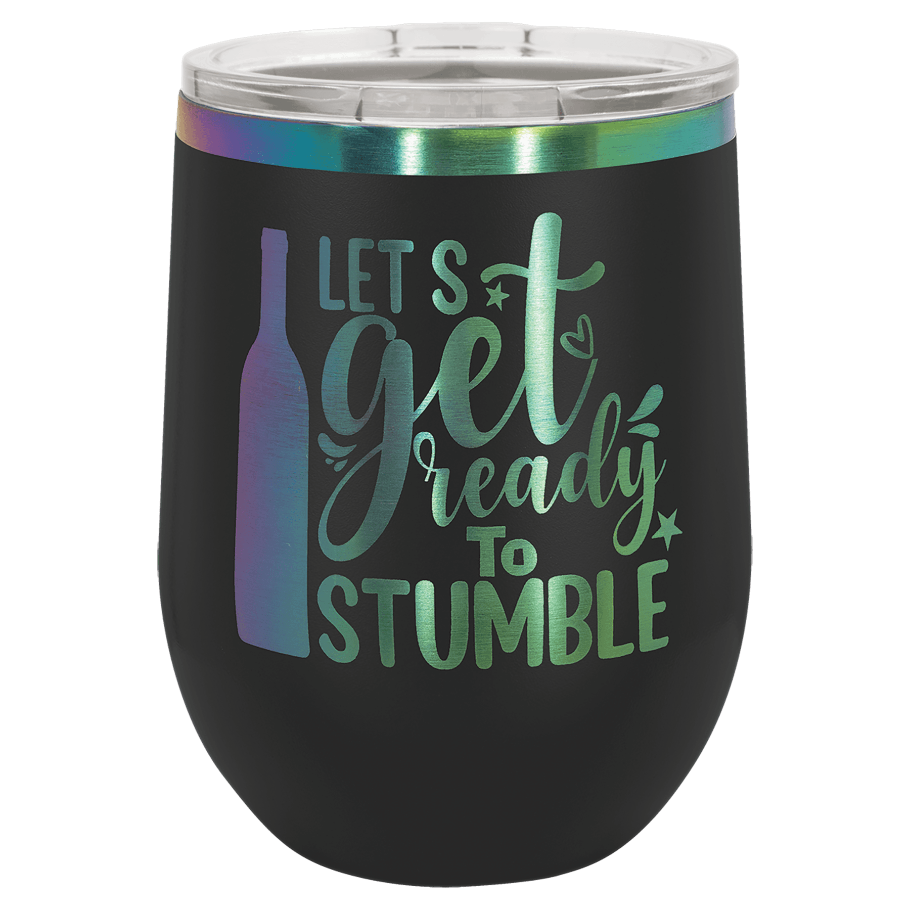 12 oz. Black/Prism ION-Plated Stemless Wine Tumbler with Lid — view 1 of 5