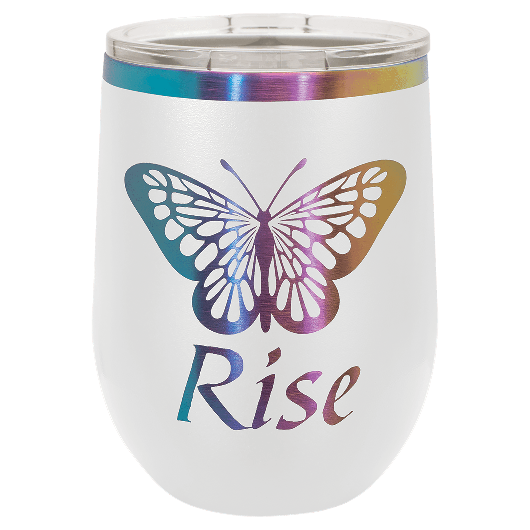 12 oz. White/Prism ION-Plated Stemless Wine Tumbler with Lid — view 1 of 2
