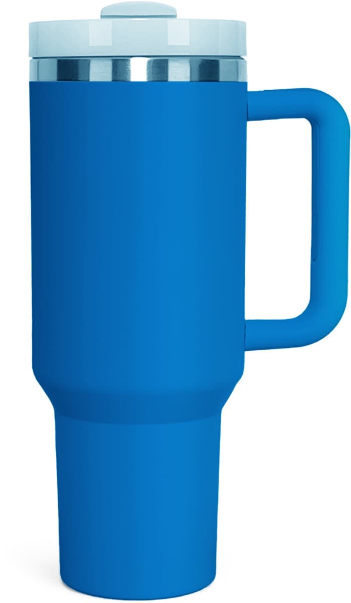 Personalized 40oz Tumbler with Handle & Straw – Azure