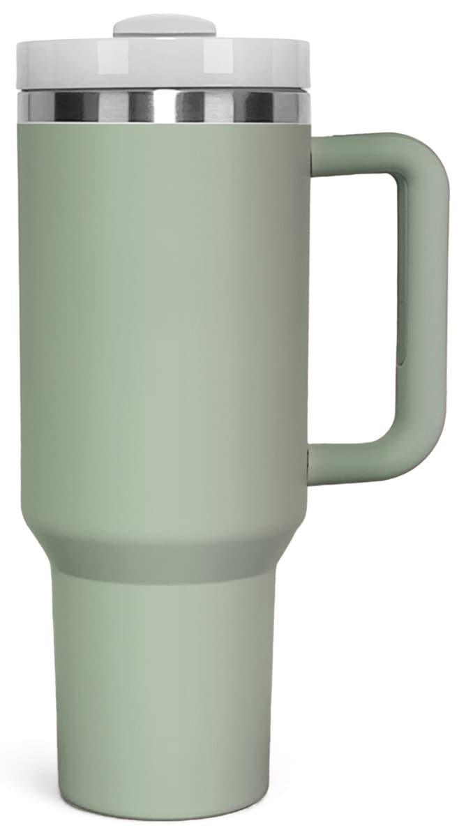 Personalized 40oz Tumbler with Handle & Straw – Bay Leaf