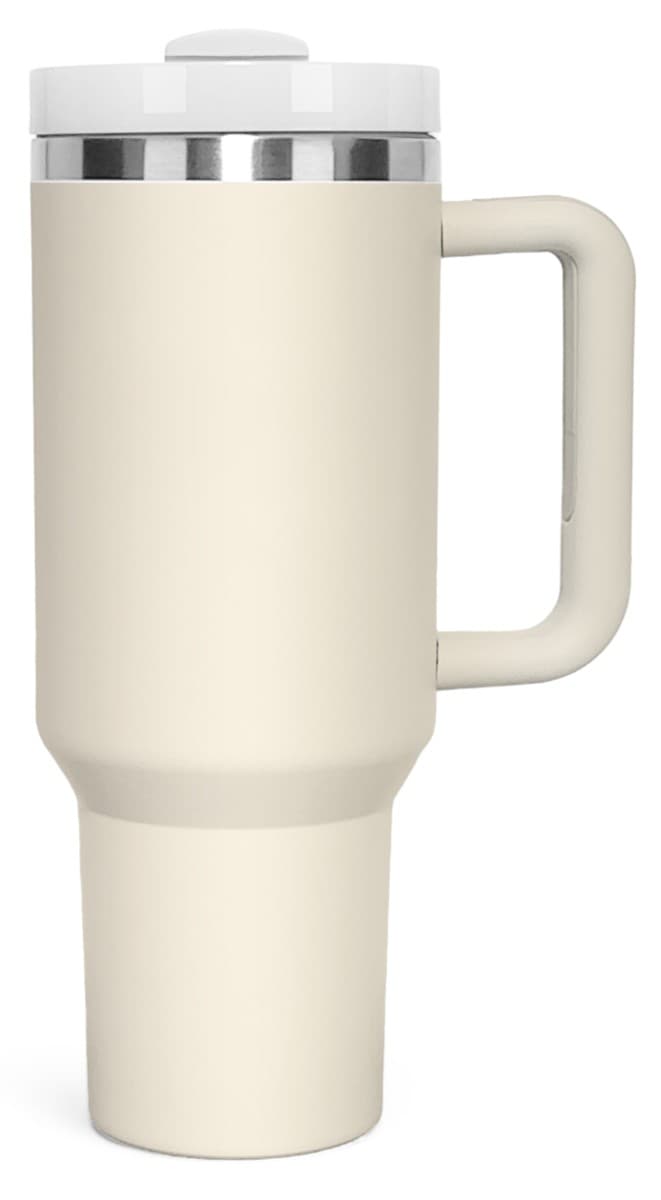 Personalized 40oz Tumbler with Handle & Straw – Cream