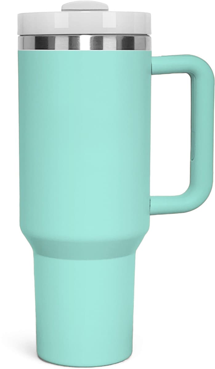 Personalized 40oz Tumbler with Handle & Straw – Eucalyptus