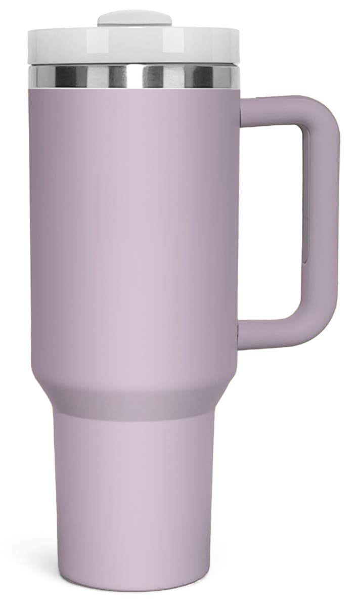 Personalized 40oz Tumbler with Handle & Straw – Lilac