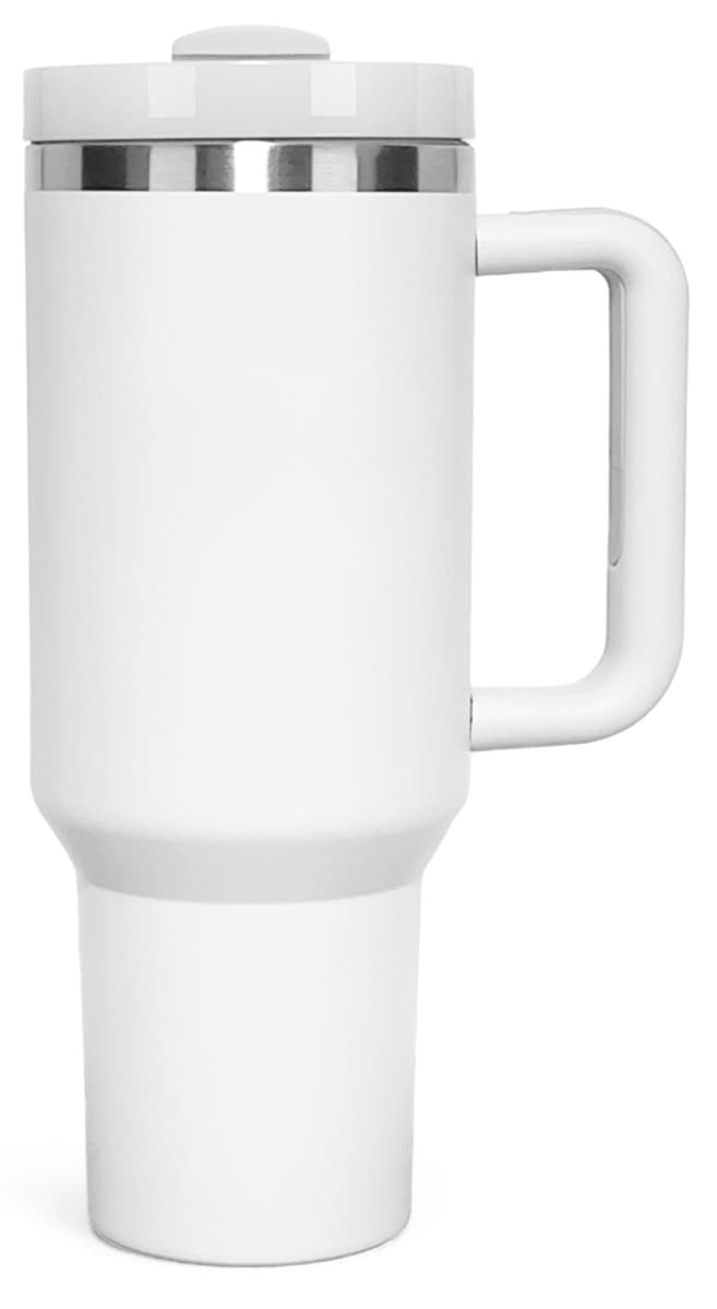 Personalized 40oz Tumbler with Handle & Straw – White
