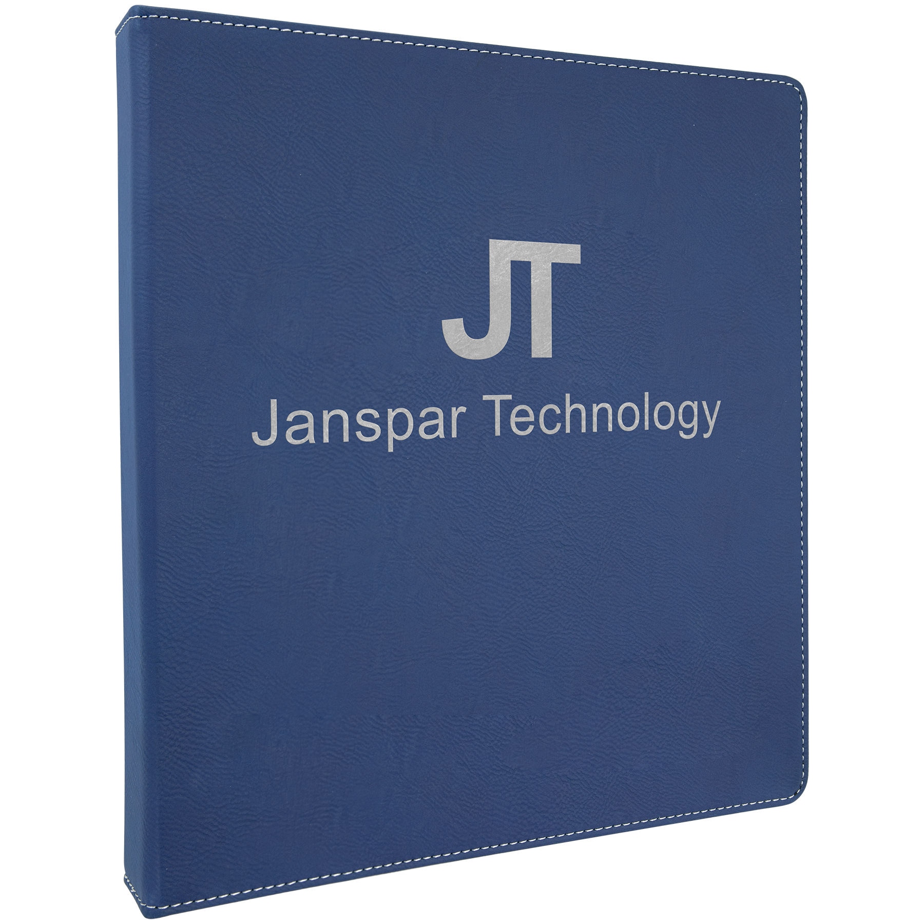 Blue/Silver Laserable Leatherette 3 Ring Binder with 1" Slant D Rings — view 1 of 2