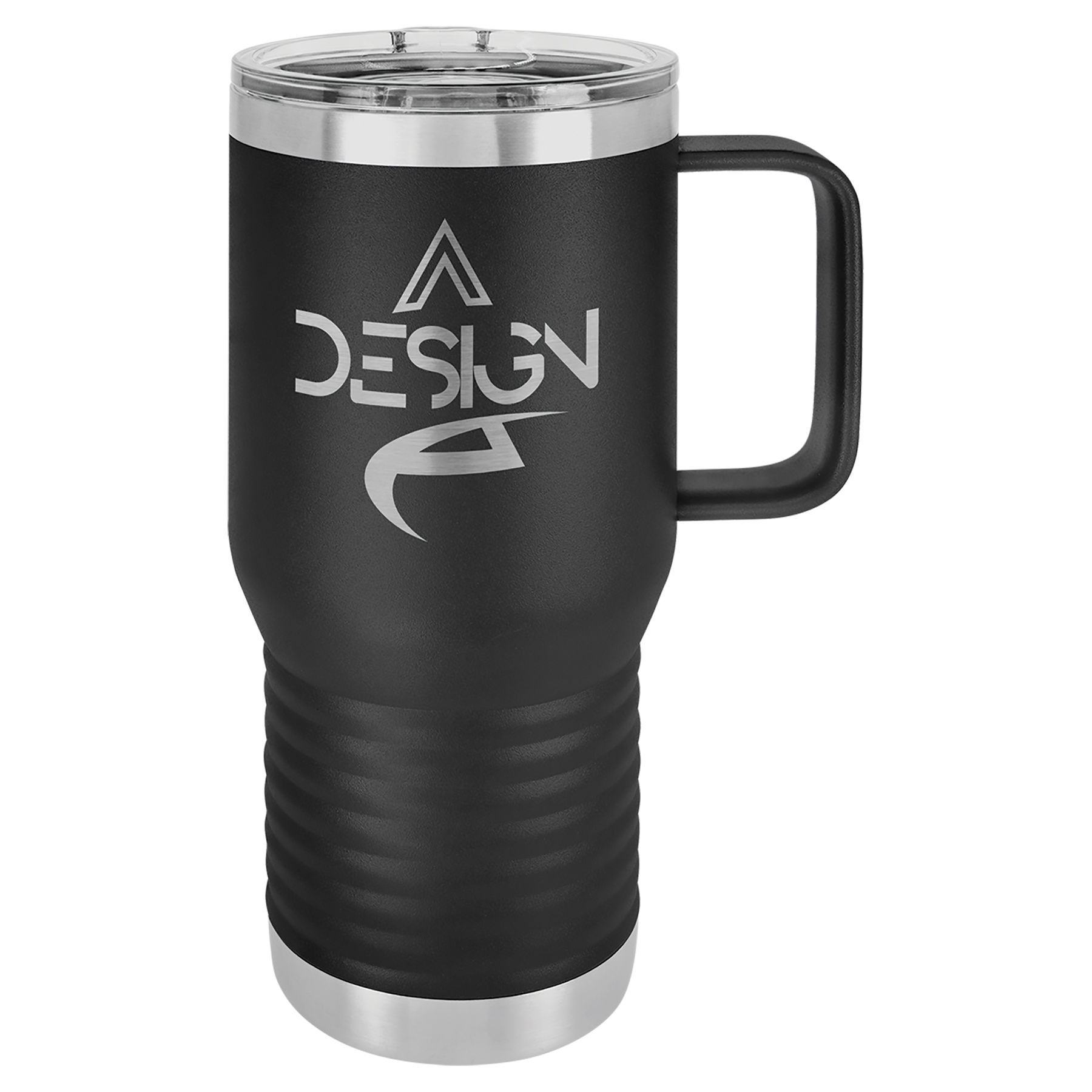20 oz. Seyahat Kupası, Şeffaf Sürgülü Kapaklı – Siyah — görsel 1/2