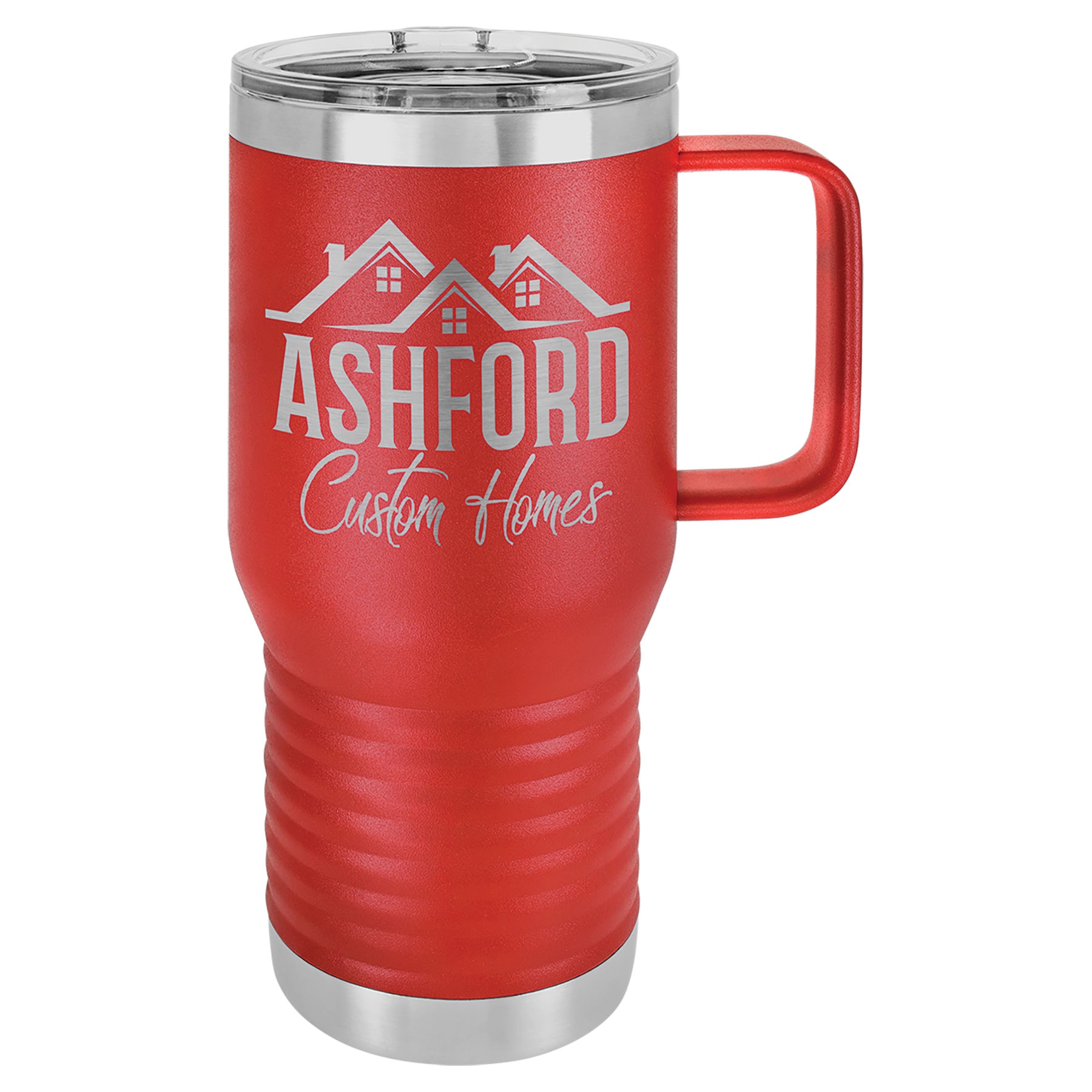 20 oz. Seyahat Kupası, Şeffaf Sürgülü Kapaklı – Kırmızı — görsel 1/2