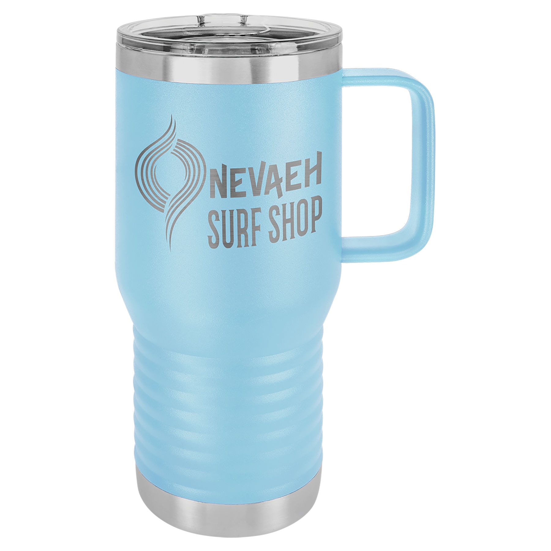 20 oz. Seyahat Kupası, Şeffaf Sürgülü Kapaklı – Açık Mavi — görsel 1/2