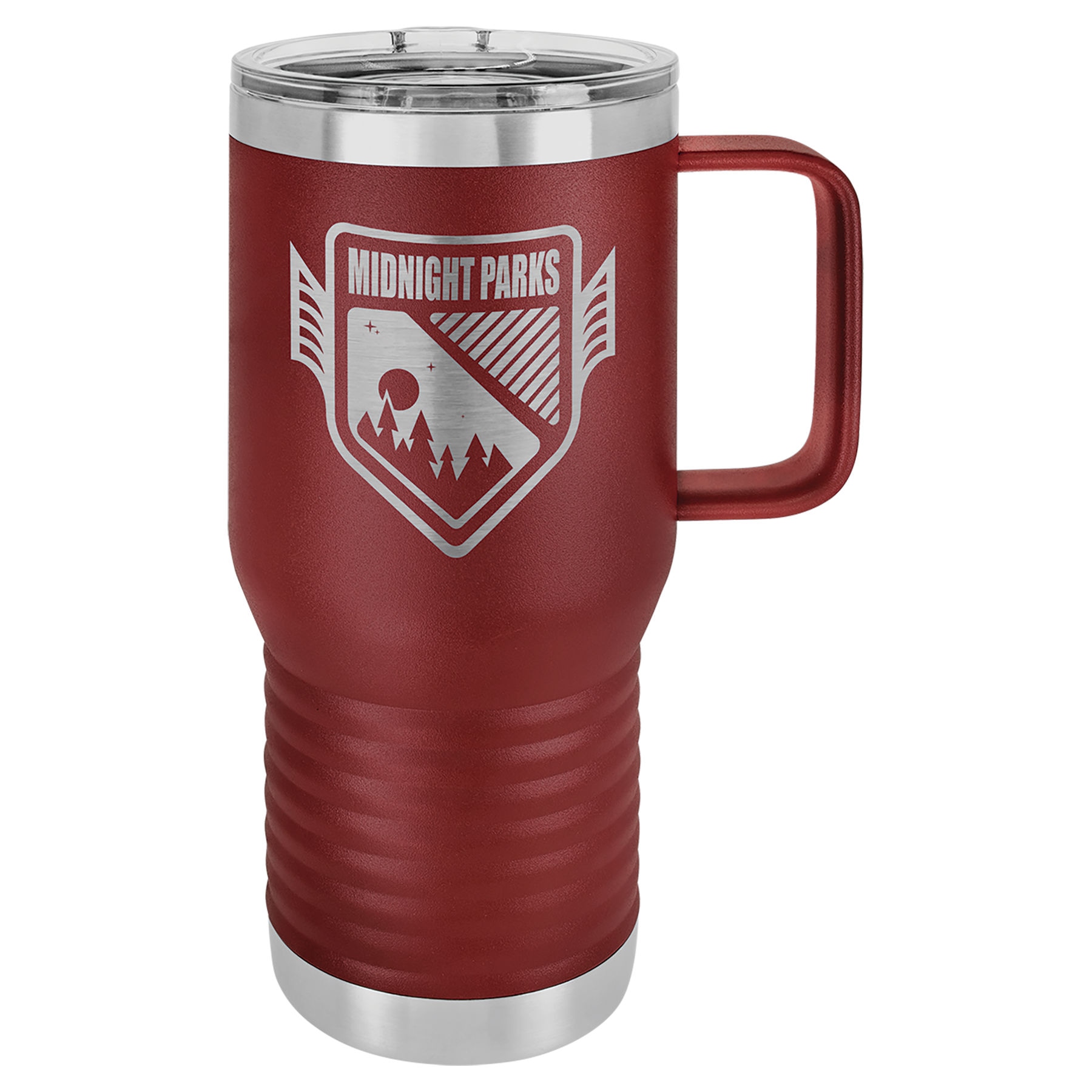 20 oz. Seyahat Kupası, Şeffaf Sürgülü Kapaklı – Bordo — görsel 1/2