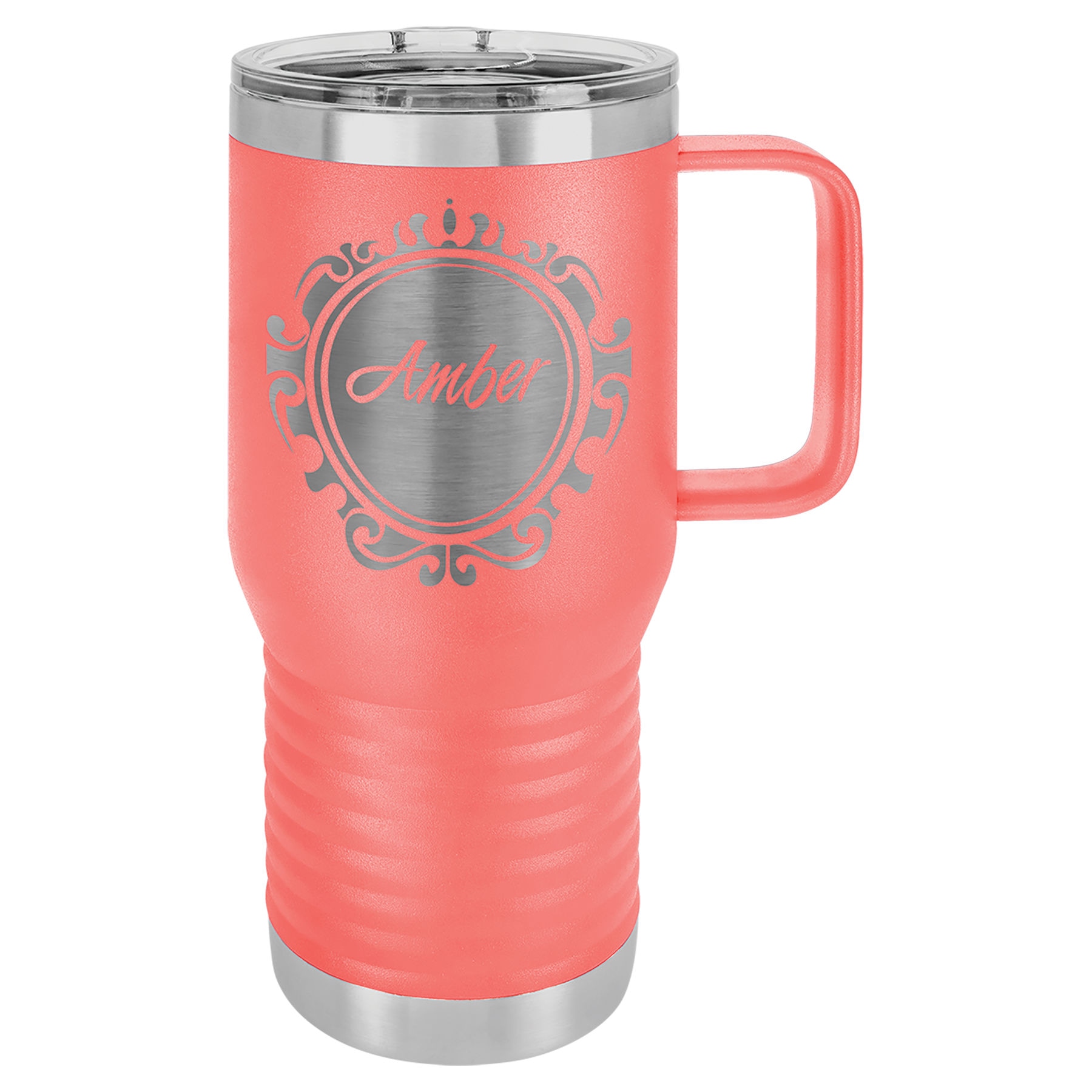 20 oz. Seyahat Kupası, Şeffaf Sürgülü Kapaklı – Mercan — görsel 1/2