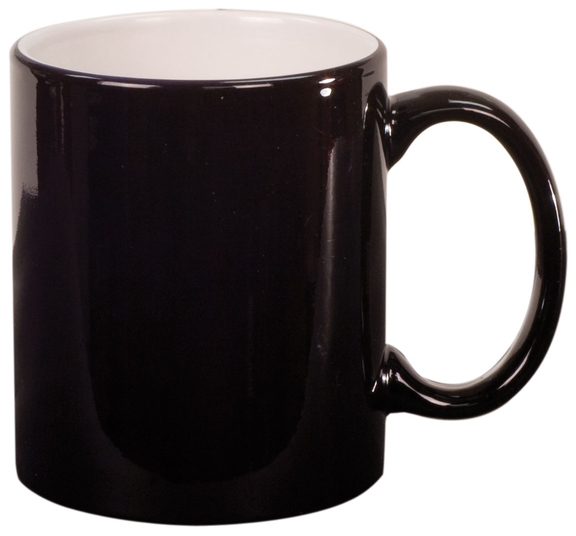 11 oz. Yuvarlak Seramik Kupa – Siyah/Beyaz — görsel 1/2