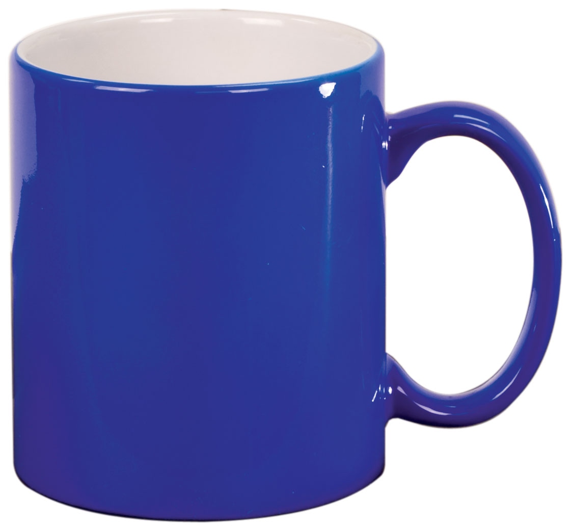 11 oz. Yuvarlak Seramik Kupa – Mavi/Beyaz — görsel 1/2