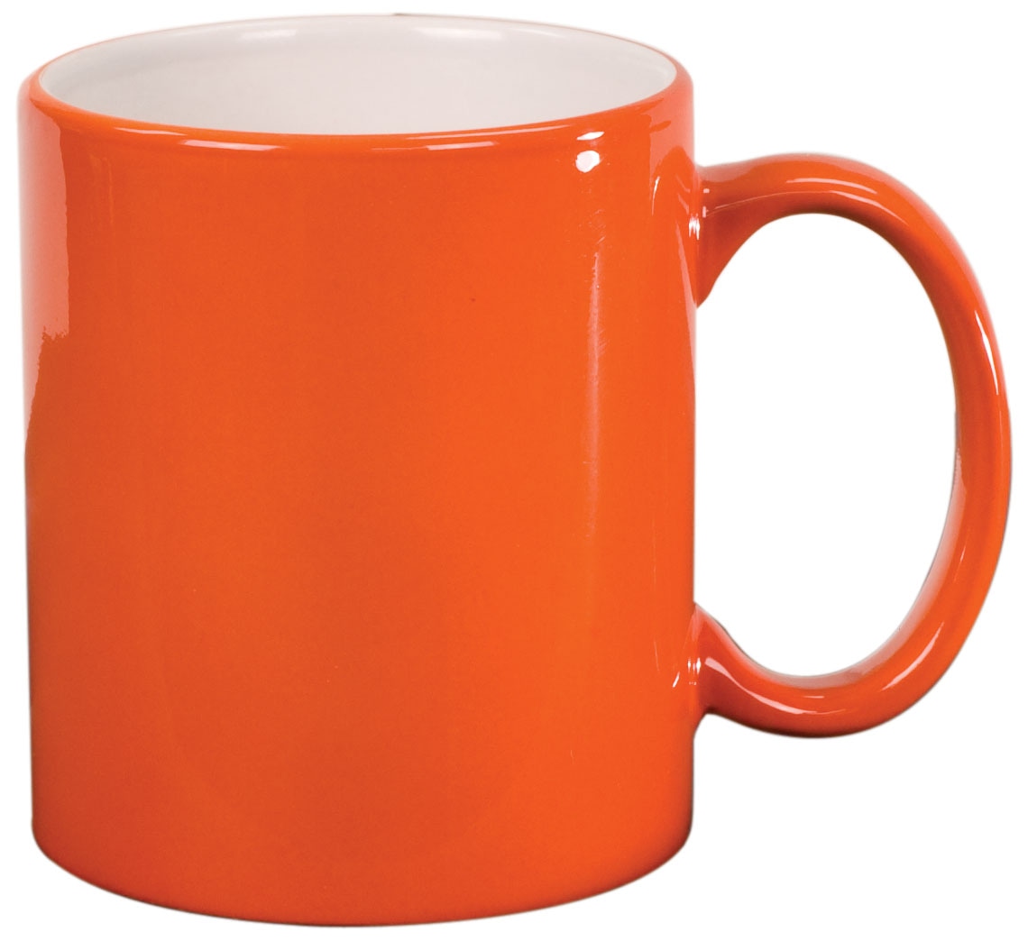 11 oz. Yuvarlak Seramik Kupa – Turuncu/Beyaz — görsel 1/2